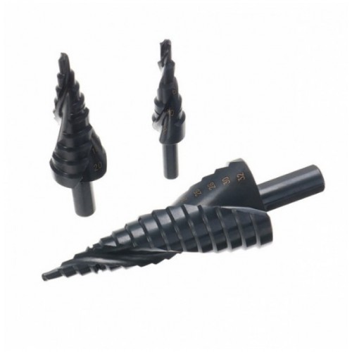 3pcs 4-12/20/32mm HSS Step Drill Bits Set Spiral Grooved Hole Cutter