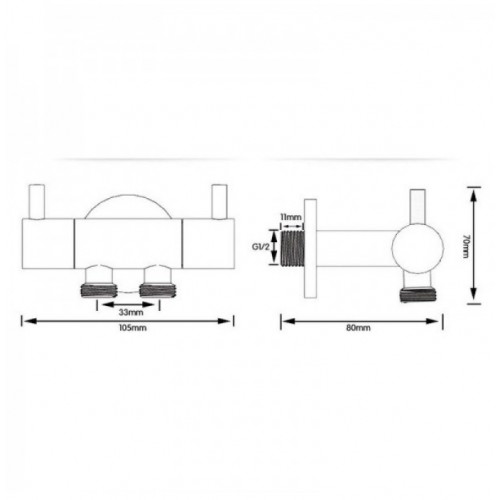 Bathroom Brass Double Outlets Separate Control T-Valve Diverter