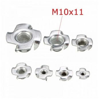 20Pcs Four Prong T Nut Inserts Carbon Steel Zinc Plated For Wood - M10x11mm