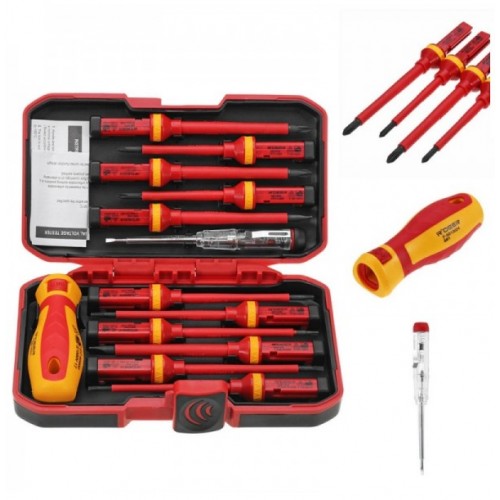 13Pcs 1000V Electronic Insulated Screwdriver Set Phillips Slotted Torx CR-V Screwdriver Hand Tools