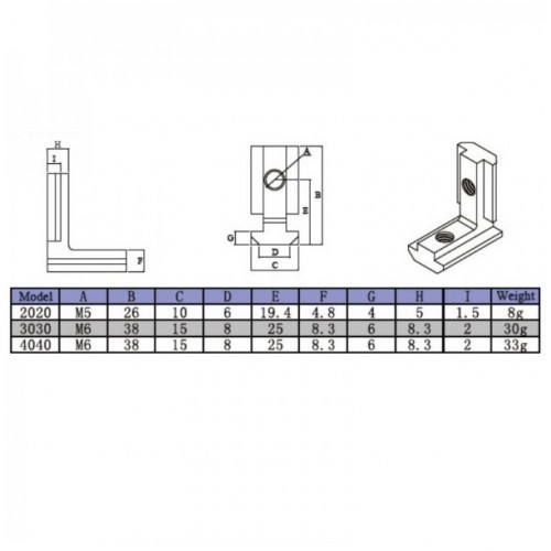 LJ30 5pcs T Slot L Shape Inside Corner Connector Joint Bracket