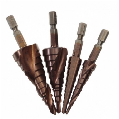 HSS-CO M35 Hexagonal Shank Spiral Groove Step Drill Bit Metal Cone Step Drill Bit Stainless Steel Hole Saw Hole Cutter