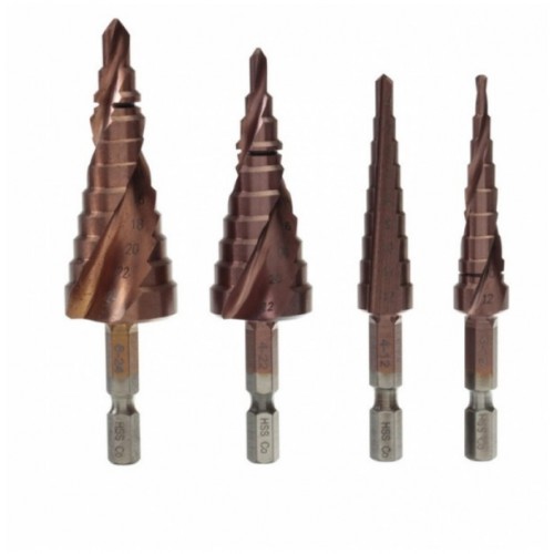 HSS-CO M35 Hexagonal Shank Spiral Groove Step Drill Bit Metal Cone Step Drill Bit Stainless Steel Hole Saw Hole Cutter