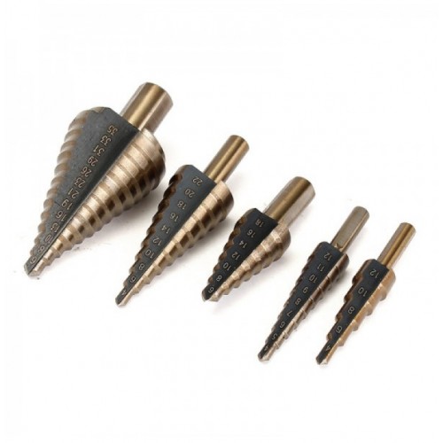 5pcs HSS Round Shank Step Drill Bit Set Pagoda Drill Ladder Drill