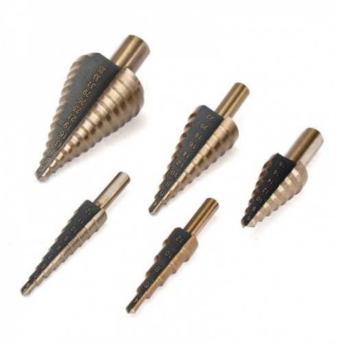 5pcs HSS Round Shank Step Drill Bit Set Pagoda Drill Ladder Drill