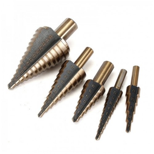 5pcs HSS Round Shank Step Drill Bit Set Pagoda Drill Ladder Drill