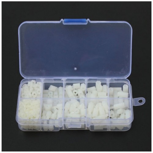 300pcs M3 Nylon Hex Screw Nut Spacer Standoff Assortment Kit